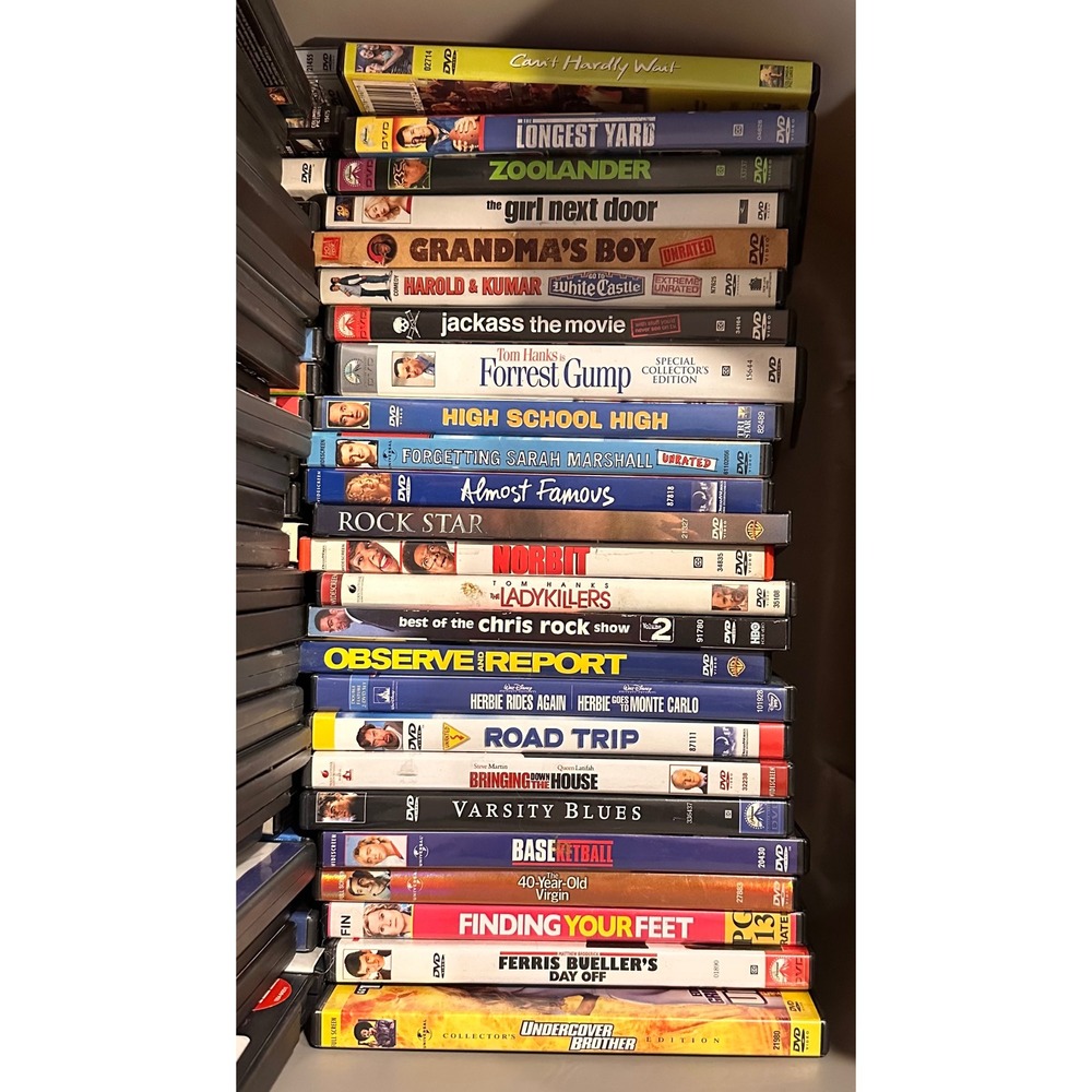 Lot of 25 Comedy DVDs Grandmas Boy Jackass Forrest Gump Ferris Bueller, etc VG+